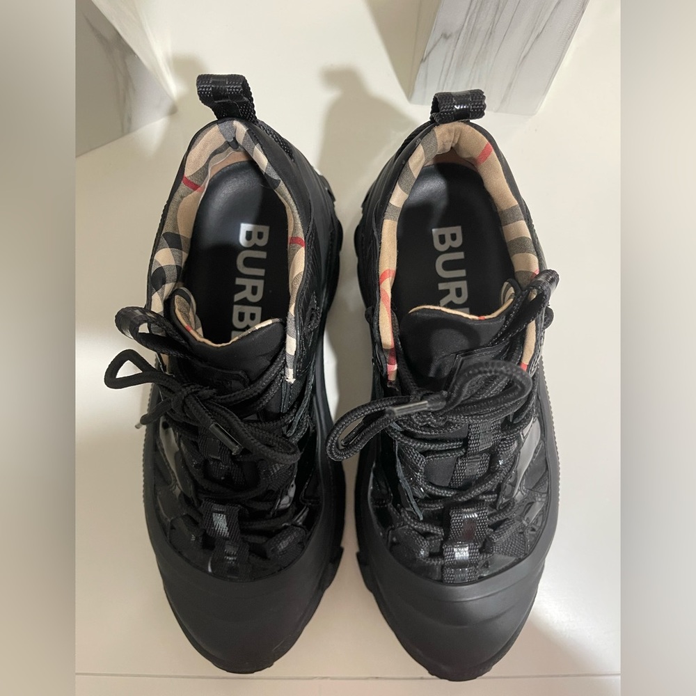Burberry Nylon And Patent Leather Sneakers